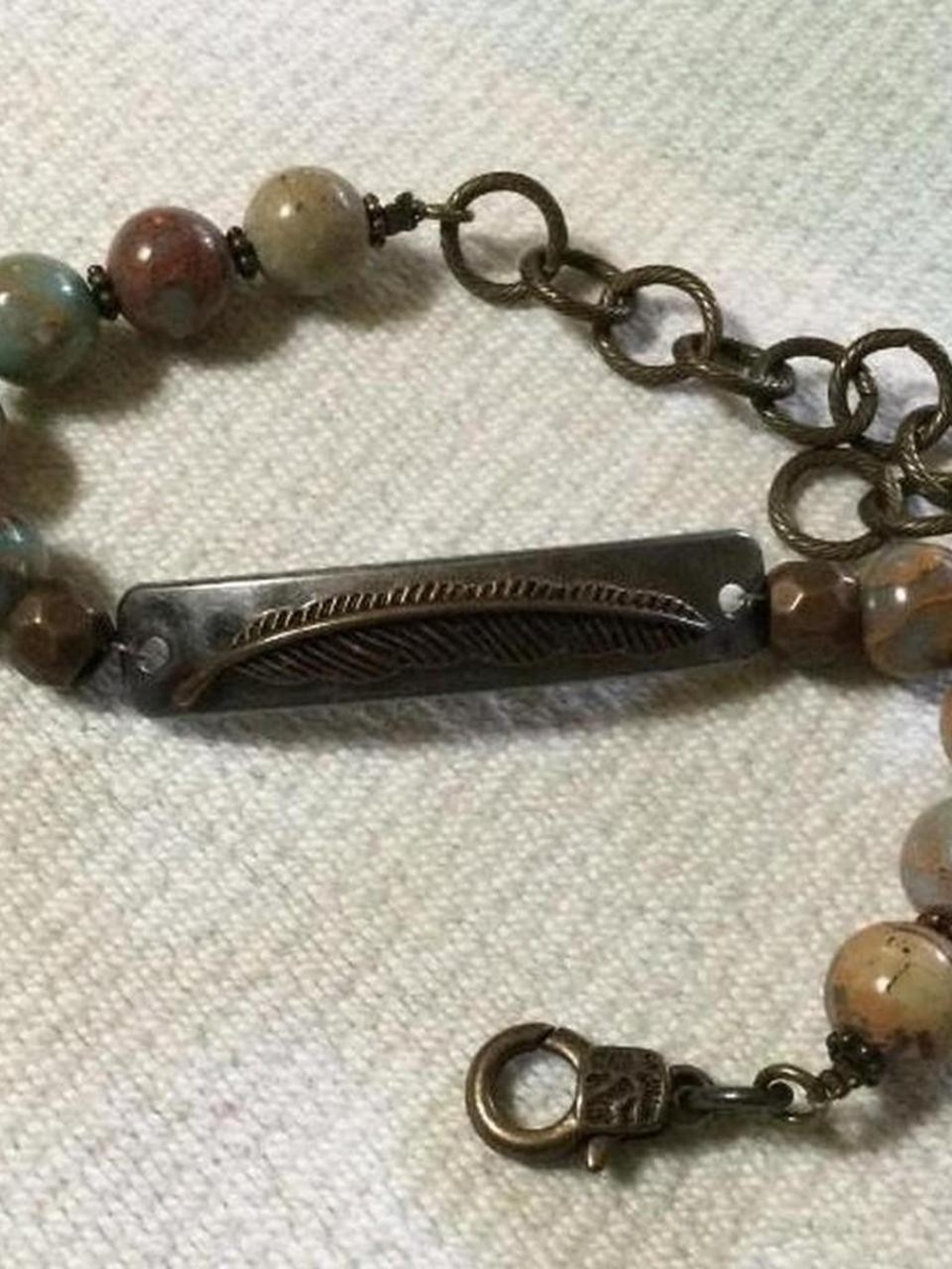 Feather And Stone Bracelet Or Anklet